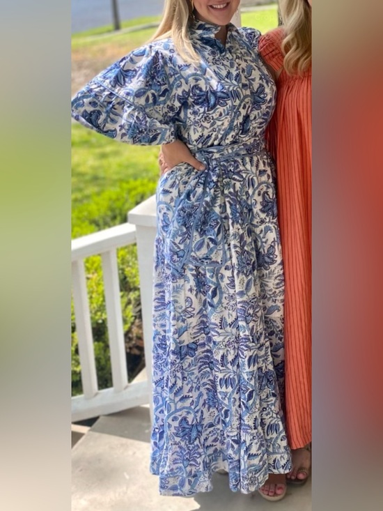 Sue Sartor Dresses & Skirts - Sue Sartor Hamilton Dress in Sapphire and White - Size Regular